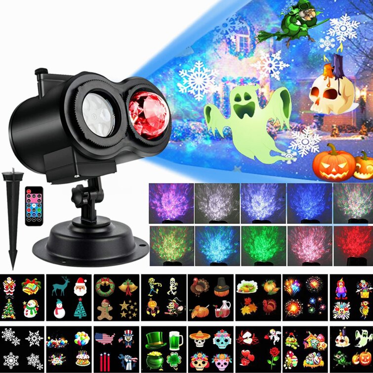 The Holiday Aisle Halloween Christmas Projector Lights 2 In 1 Ocean Wave Light Projector With 16 Slides Patterns 10 Colors Waterproof Outdoor Indoor Holiday For Halloween Xmas Birthday Party Decorations Wayfair