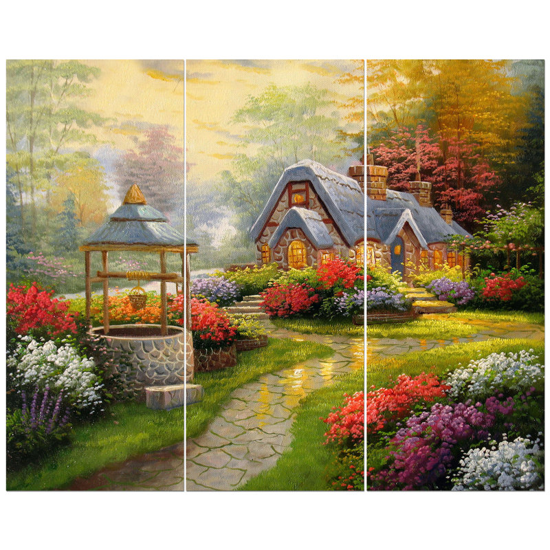 East Urban Home Sunset Stone Country Cottage Oil Painting Print