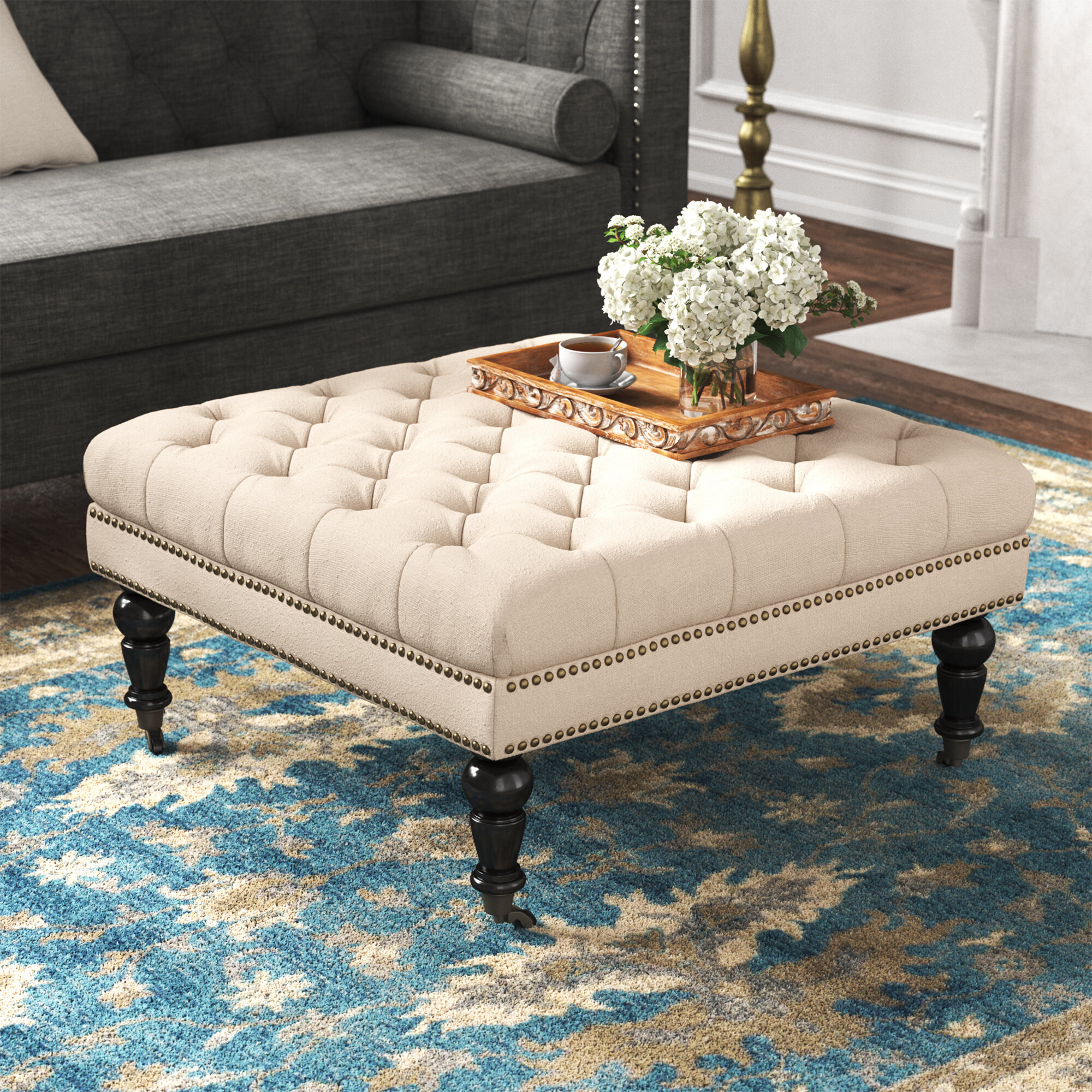 Kelly Clarkson Home Landis 346 Tufted Square Cocktail Ottoman Reviews Wayfair