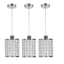 Pair of 2 LED Compatible Mini-Pendant Hanging Light Fixtures in Polished Chrome