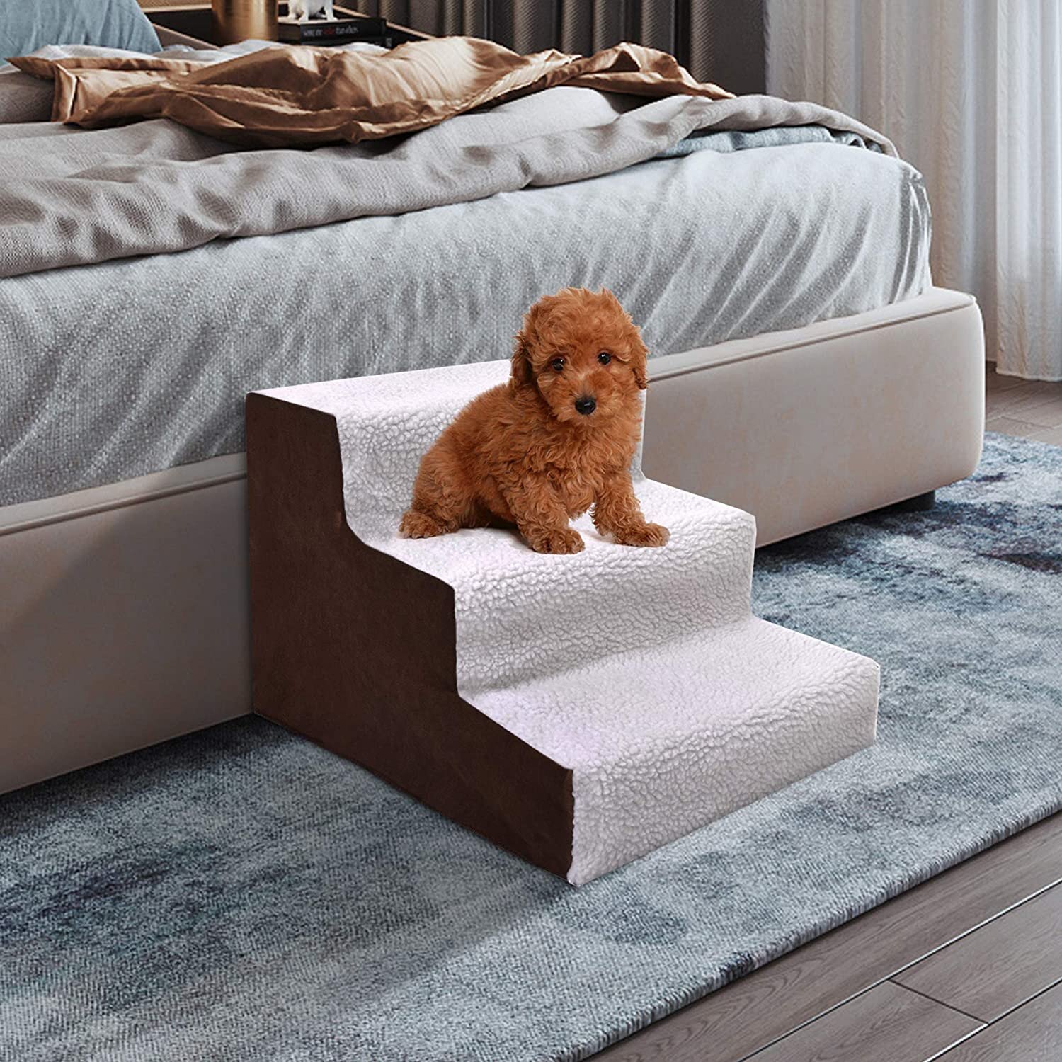Pet Stairs Small Dog Cats Removable Washable Non-Slip Ramp Climbing Stair Pet Climbing Stair Pet Step Sofa Bed Ladder for Dog Cats