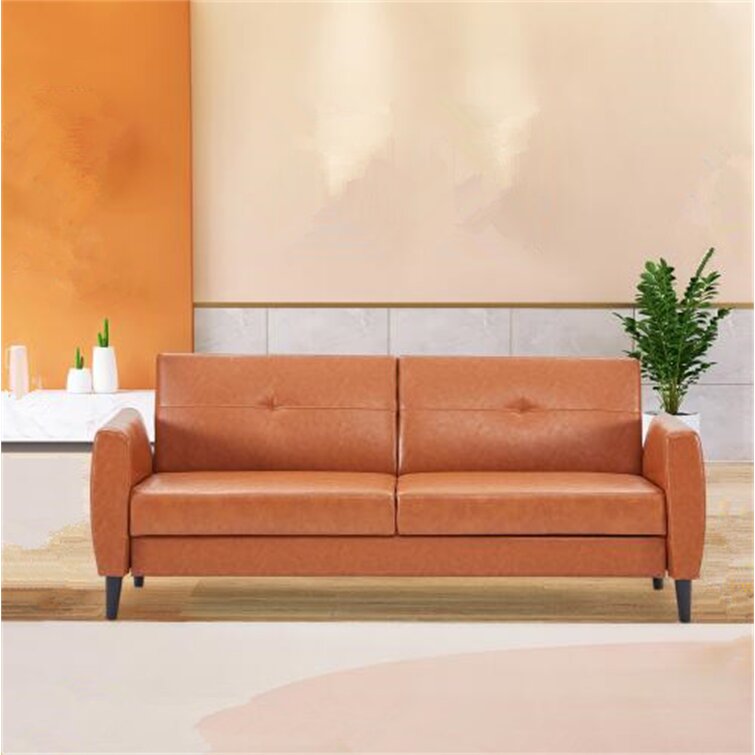 Convertible Basic Modern Tufted Futon Bed Faux Leather Dorm Ready Various Colors 