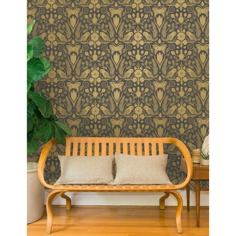 Juju Papers Barn Owls And Hollyhocks 15 X 27 Wallpaper Roll