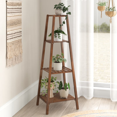 Fasching 4 Tiers Bamboo Wood Tall Plant Stand Flower Potted Rack Balcony