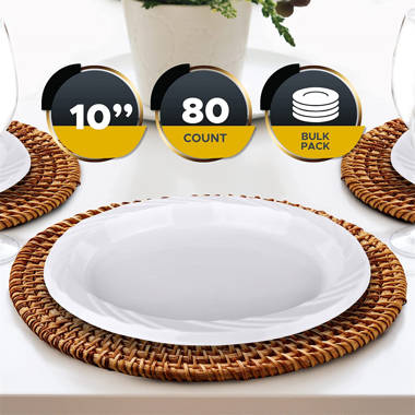 BBG 30 Guest White & Gold Plates With Disposable Gold Plastic Silverware and Cups 90Cutlery 30Cups and 30Napkins for Party Gold Heavyweight Dinnerware Includes 30Dinner Plates 30Dessert Plates 