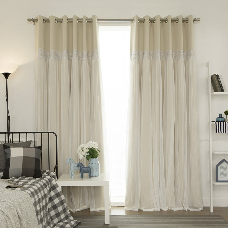 One Allium Way Pauley Best Home Fashion Pleated Tulle Lace Solid