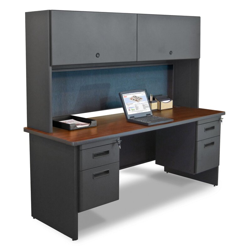 Red Barrel Studio Crivello Lock Computer Executive Desk With Hutch