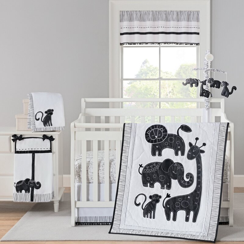 baby bedding black and white