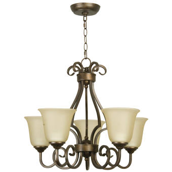 Red Barrel Studio Amee 5 Light Shaded Wagon Wheel Chandelier Reviews Wayfair