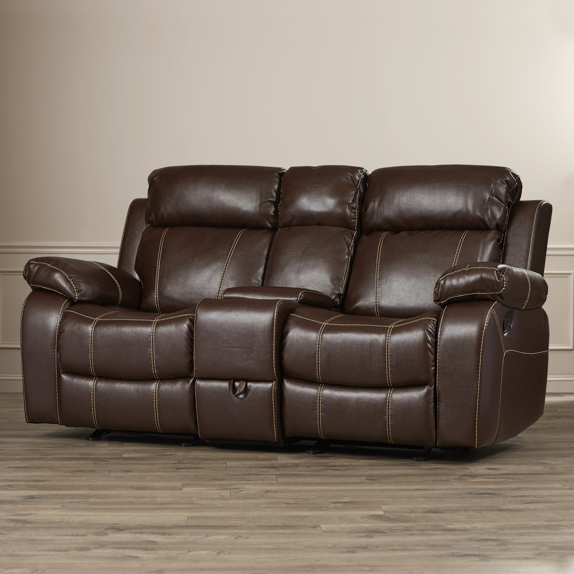 Tuthill 78” Faux Leather Pillow Top Arm Reclining Loveseat