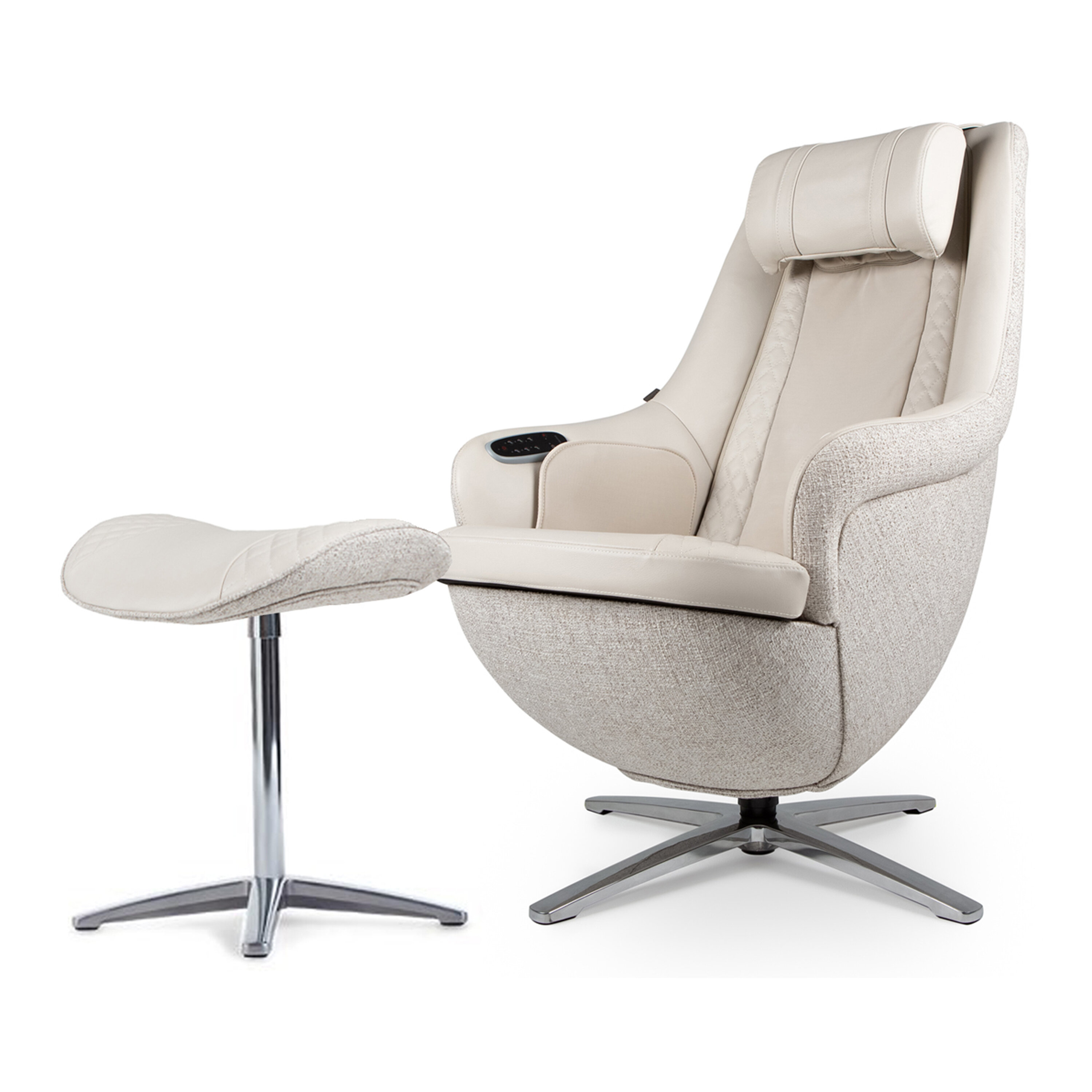 Inbox Zero Modern Massage Chair With Ottoman White Leather Chair