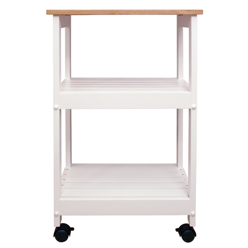 August Grove Allie Microwave Kitchen Cart with Butcher ...