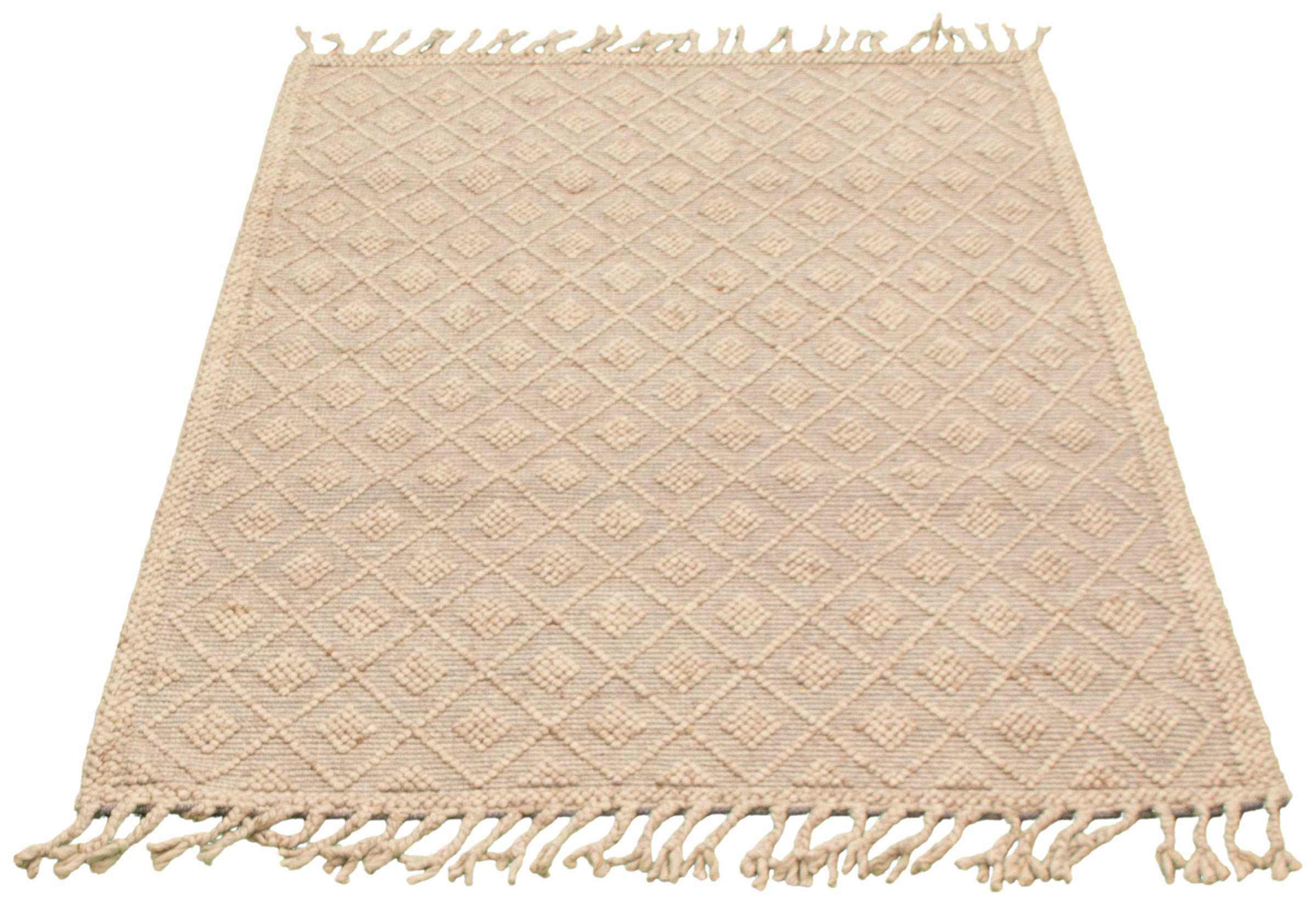 Dakota Fields Geometric Hand Braided Wool Beige Area Rug Wayfair