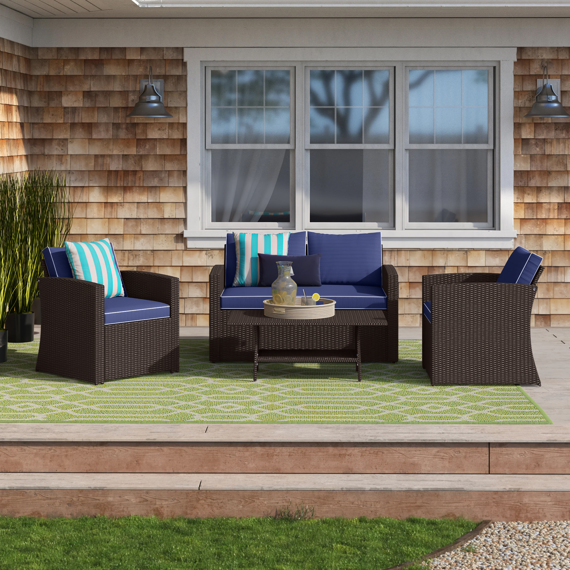 Longshore Tides Kingsbury 4 Piece Sofa Seating Group With Cushions Reviews Wayfair