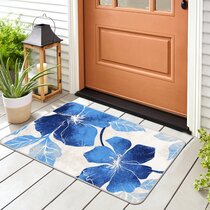 2 x 3 Floral Print Indoor/Outdoor Rug E by design RFN745BL44-23 Autumn Leaves Blue 
