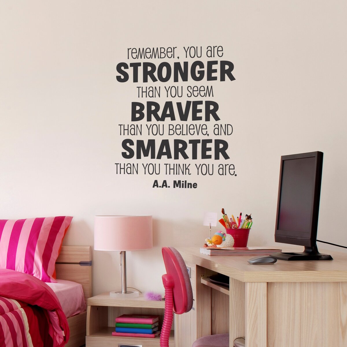 You Are Stronger Braver Smarter//Removable Vinyl Quotes Sticker//Wall Decoration