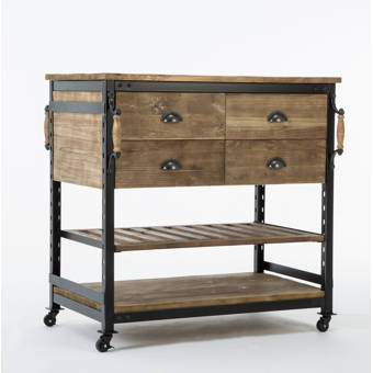 17 Stories Adalrik Kitchen Cart With Solid Wood Top Wayfairca