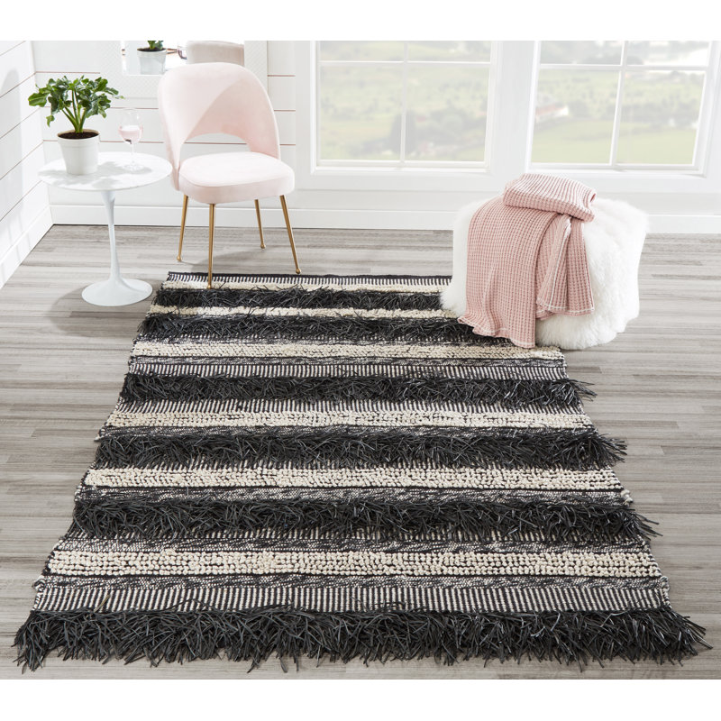 Union Rustic Otto Hand Woven Striped Black Area Rug 2 X 3 Wayfair