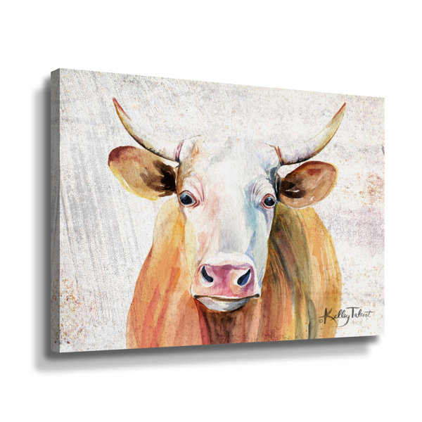 Gracie Oaks Royal Gold Steer - Wrapped Canvas Painting | Wayfair