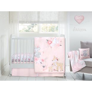 Pink Baby Doll Bedding Solid with Flower Applique Cradle Bedding Set 