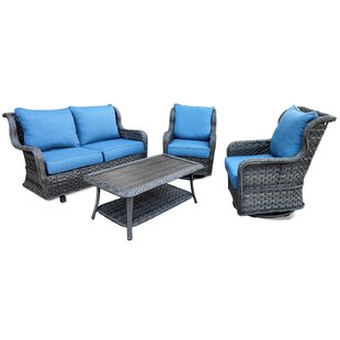 Wicker/Rattan 4 - Person Seating Group with Cushions by Red Barrel Studio®