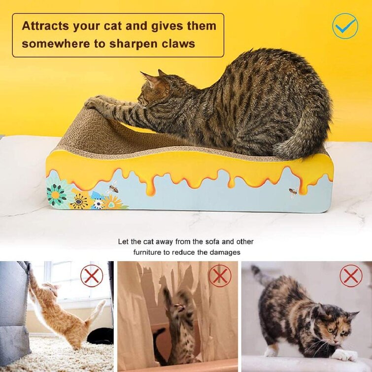 meleg otthon Cat scratchers Cat Scratching Board,Cat Scratcher Sofa，Durable Round Table Corrugated Cardboard for Gripping and Biting to Relaxing the Stress of Releasing Kittens yello