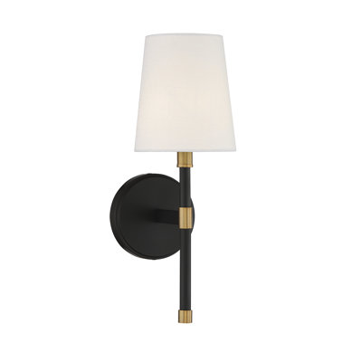 Quinley 1-Light Wall Sconce In Matte Black With Polished Nickel Accents
