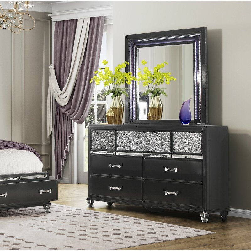 Everly Quinn Farquhar 7 Drawer Dresser With Mirror Wayfair