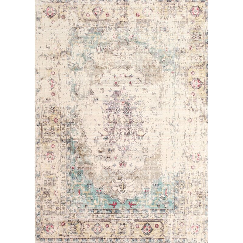 Bungalow Rose Mars Oriental Aqua Blue Area Rug Wayfair