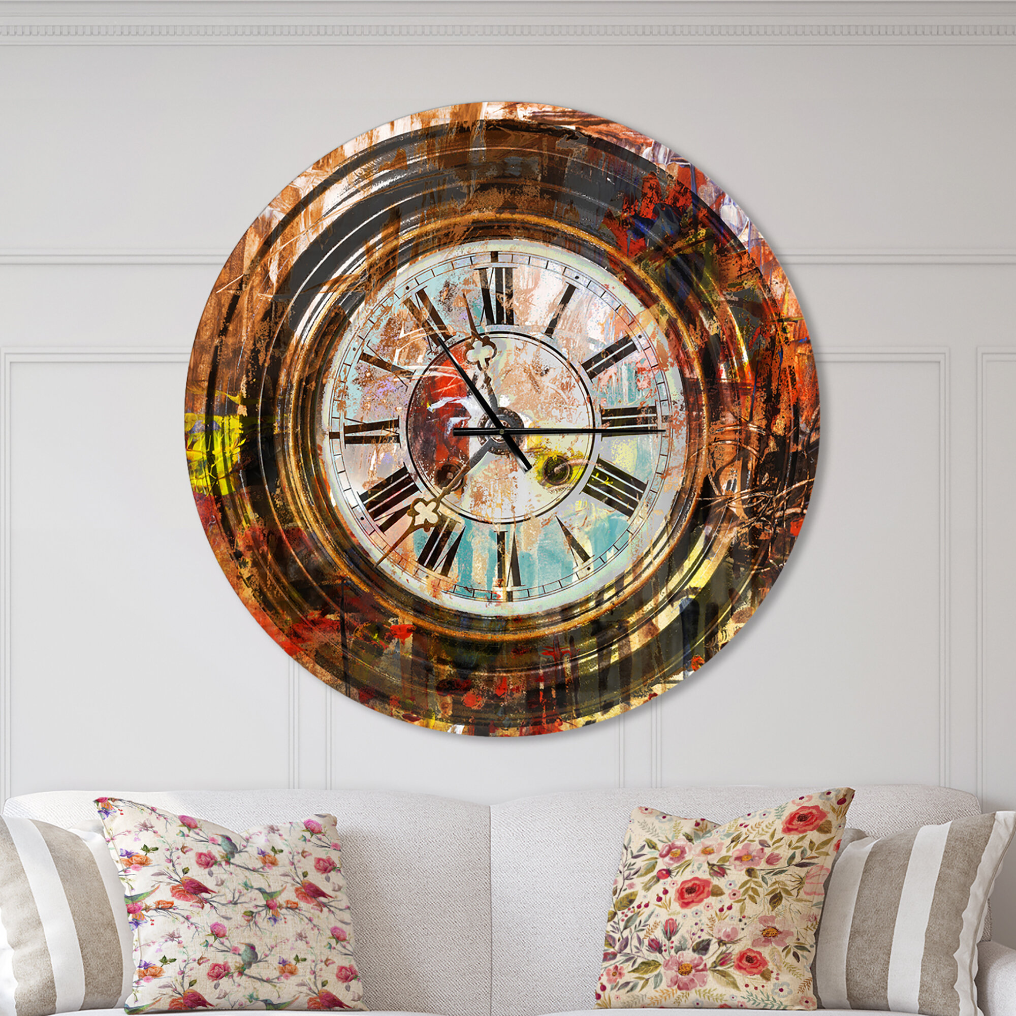 East Urban Home People And Time Acrylic Painting Wall Clock Reviews Wayfair