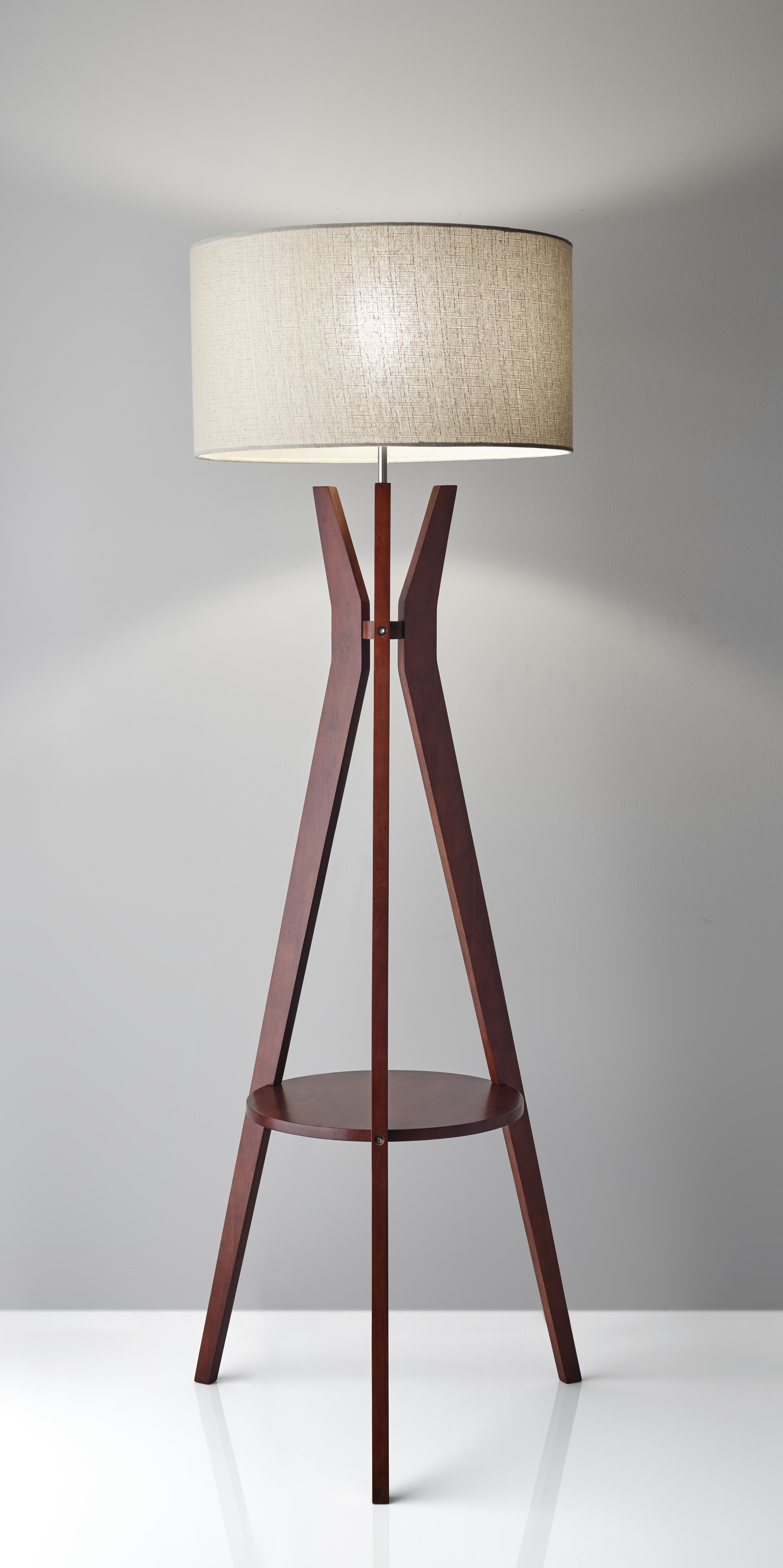 tripod floor lamp with grey shade