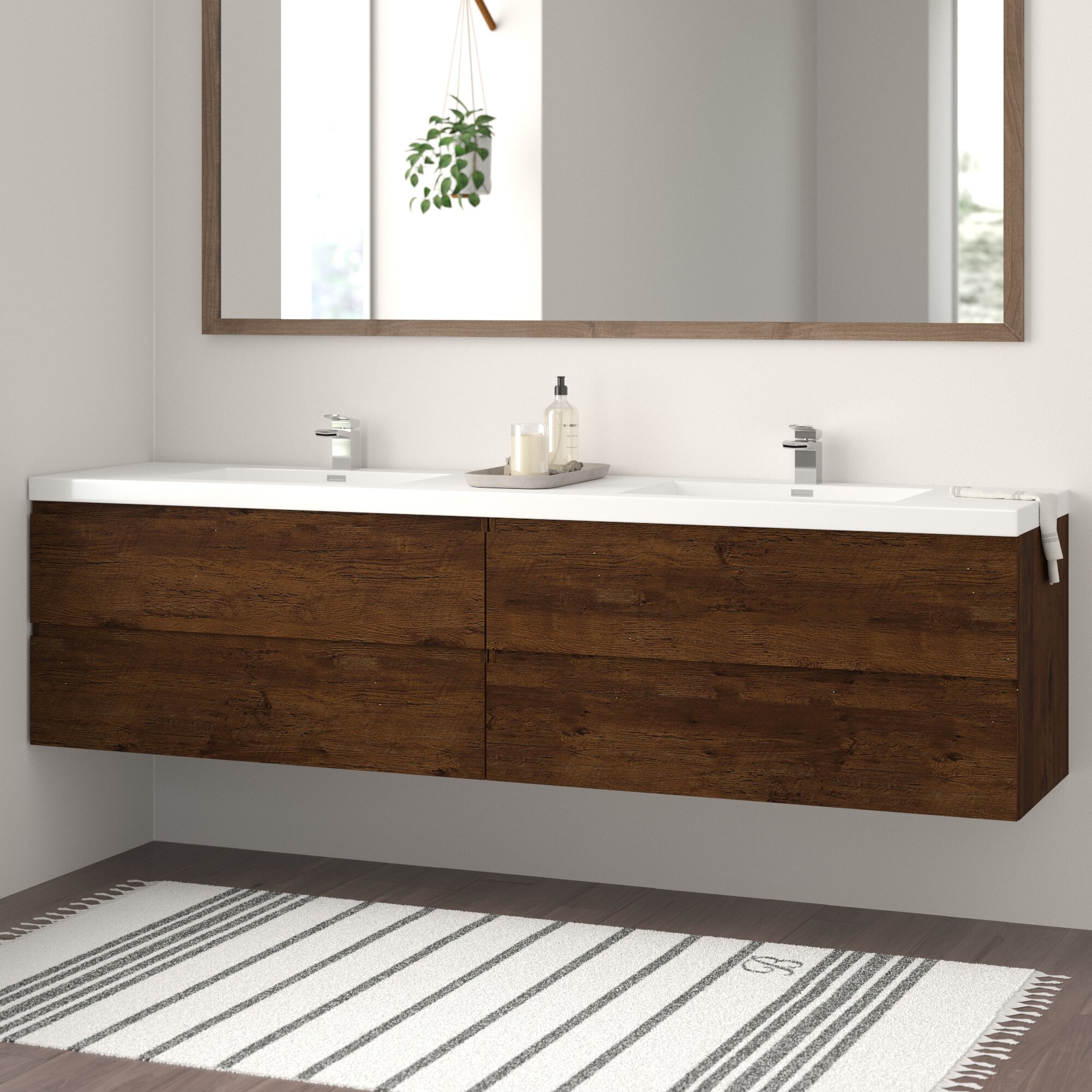 Double Wall Mounted Floating Bathroom Vanities Youll Love In 2020 Wayfair