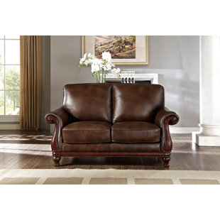 Go to store & view more images Fleur De Lis Living Autumn Top Grain Leather Loveseat