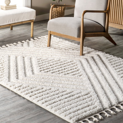 Geometric Shag Tassel Area Rug