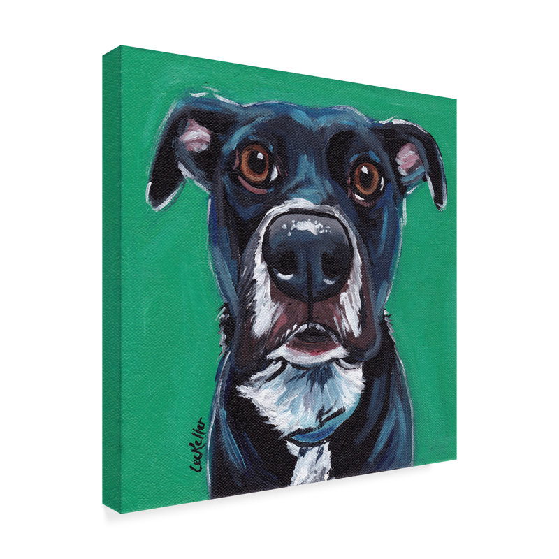 Winston Porter Black Dog On Emerald Acrylic Painting Print On