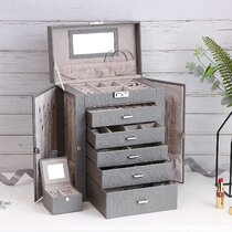 Le Grande Jewelry Mirror Box Antique Wooden Jewelry Case/ Holder/ Organizer Cont 