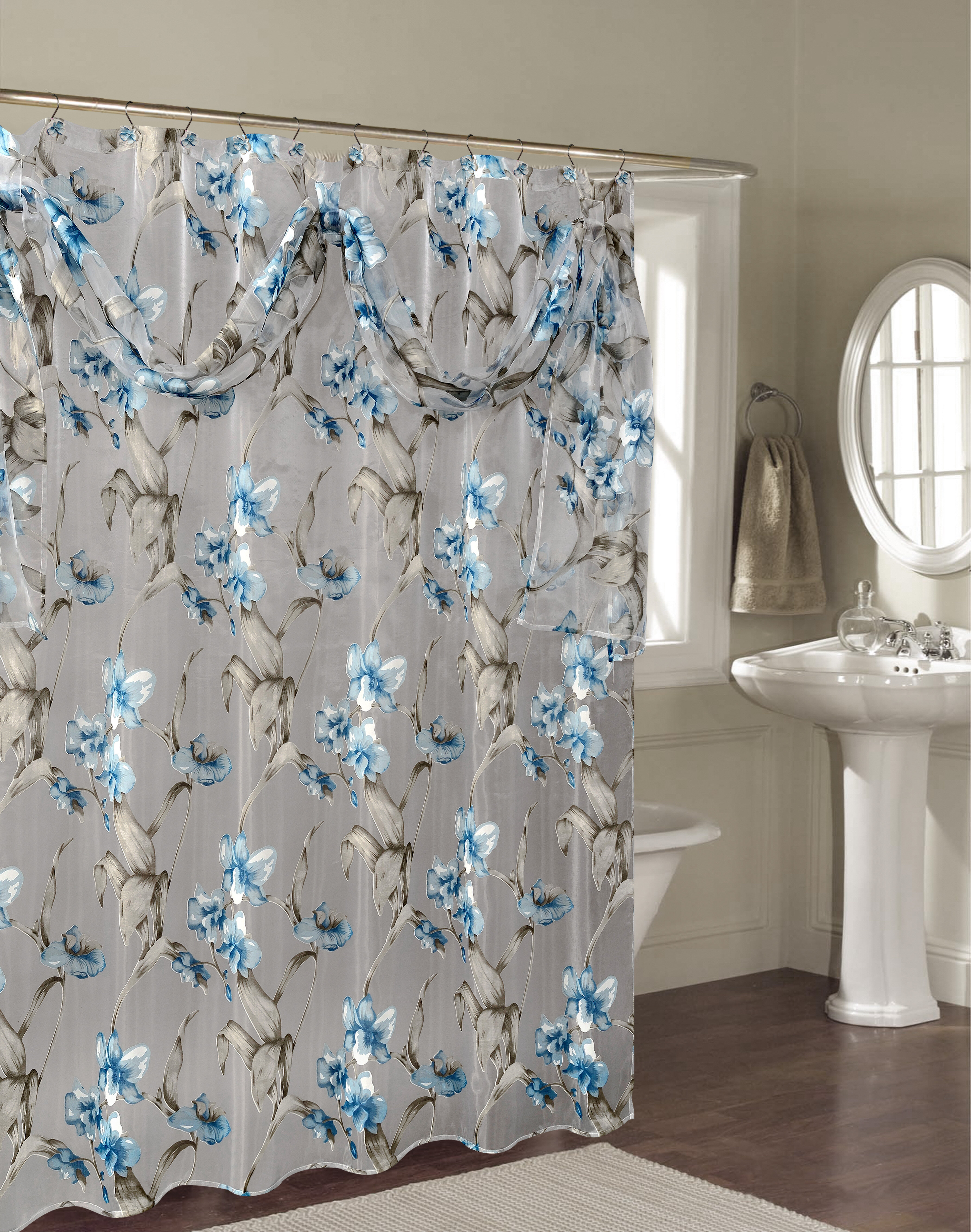 blue grey shower curtain