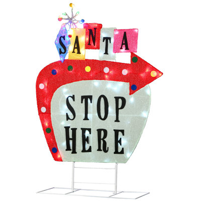 50 in. Vintage Vegas Santa Sign with LED Lights