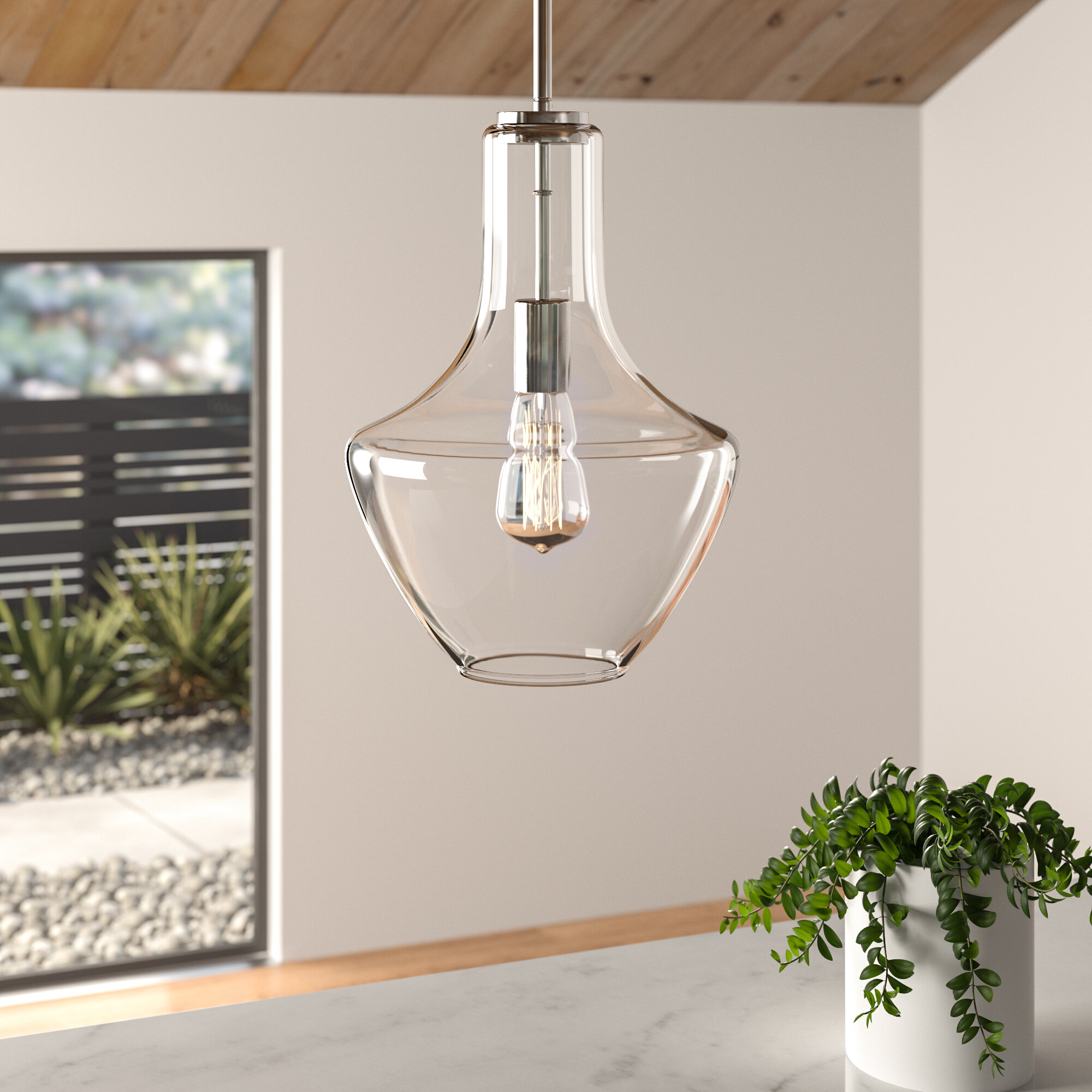 clear glass schoolhouse pendant light