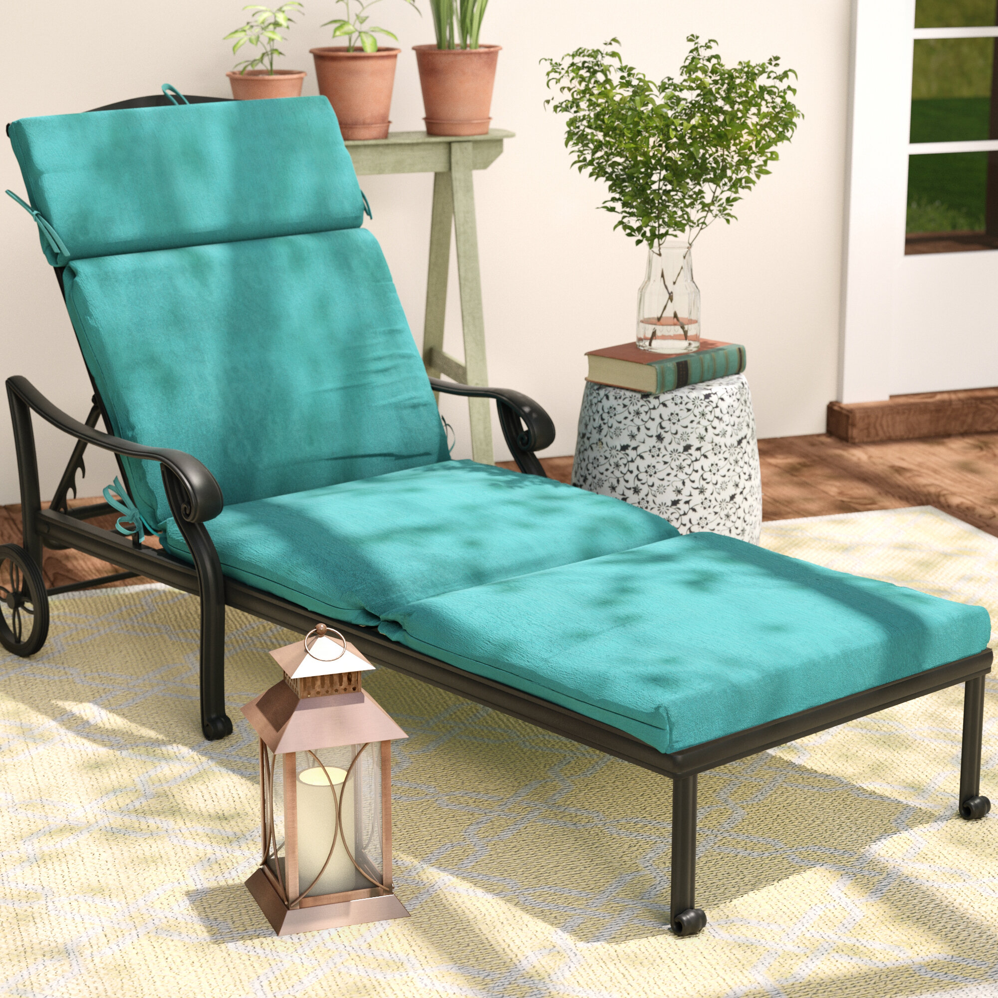 teal chaise lounge cushion