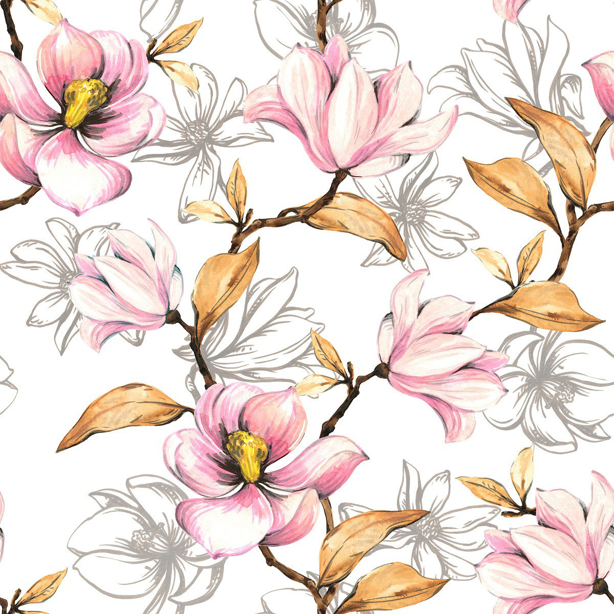 Red Barrel Studio® White Wallpaper With Pink Flowers Floral Wallpaper