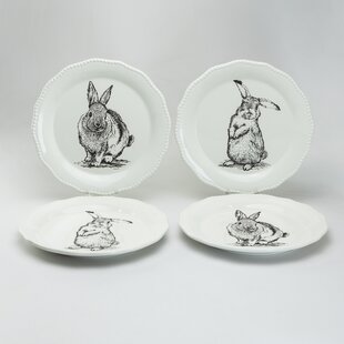Cottontail Lane Easter Bunny 100% Melamine Dinner Plates Set of 4 