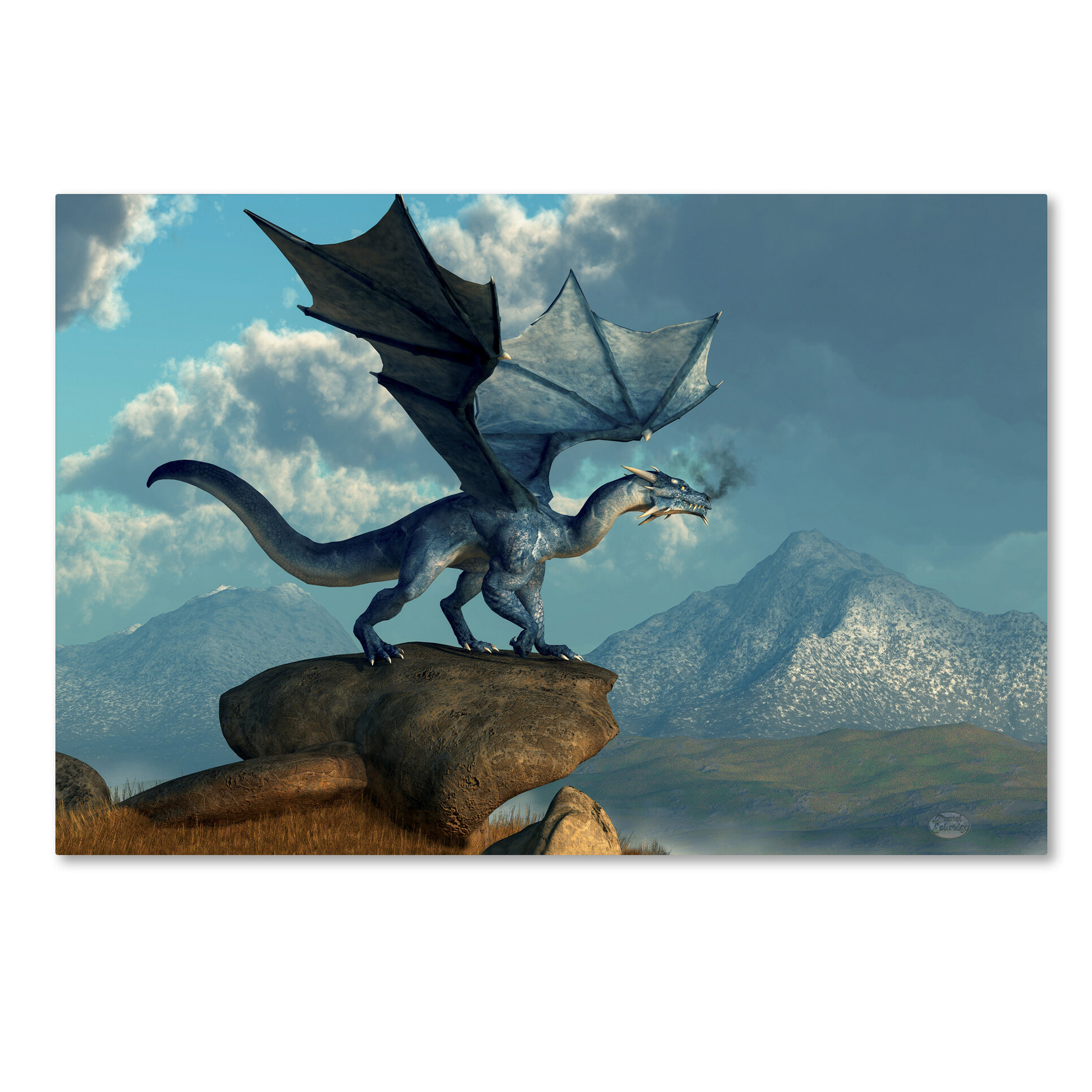 Trademark Art Daniel Eskridge Blue Dragon by Daniel Eskridge - Graphic ...