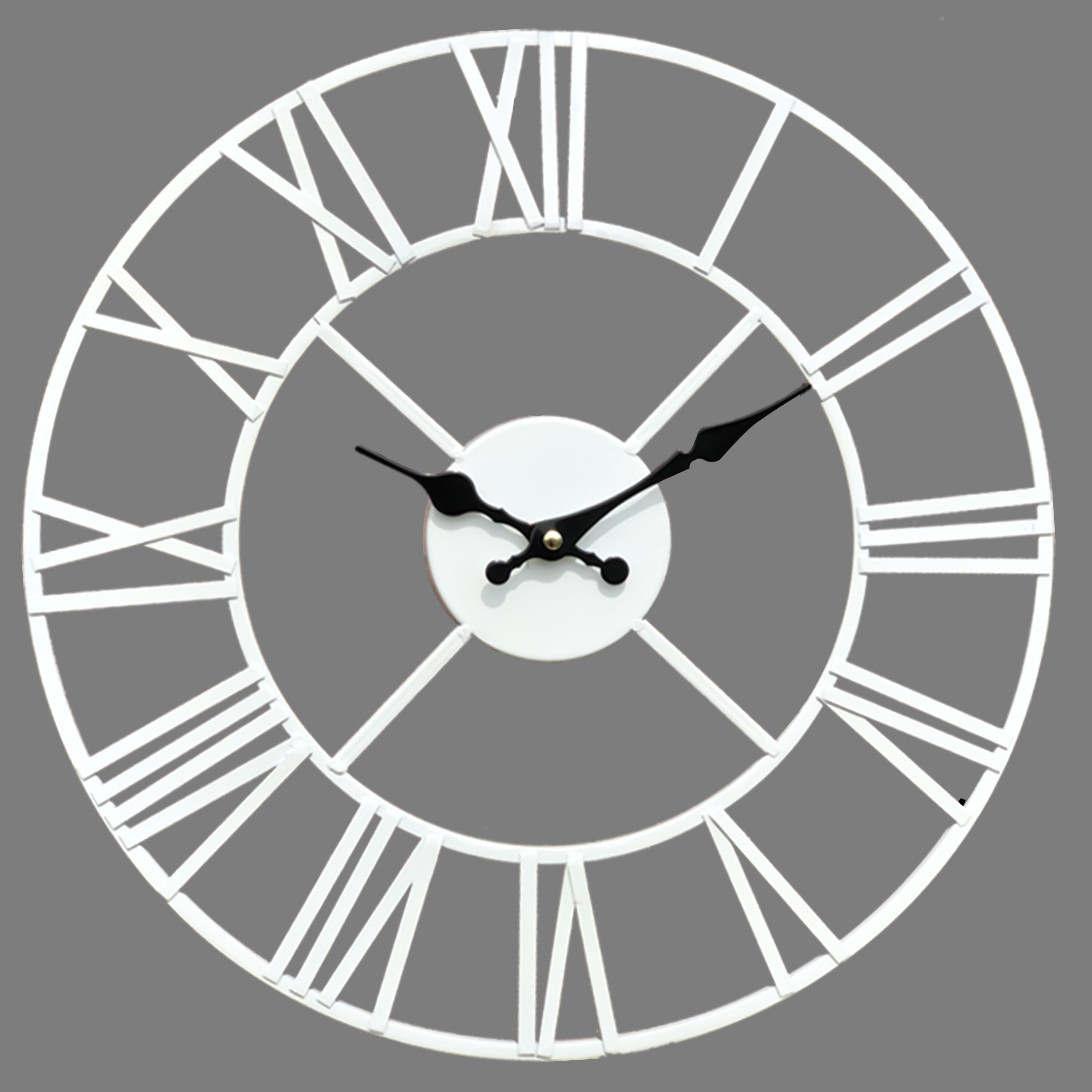 80cm Stunning Extra Large Black Metal Wall Clock Black Skeleton Wall Clock