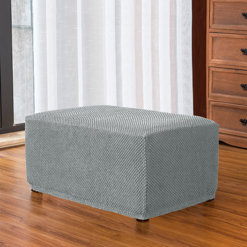 Textured Raised Dot Spandex Stretch Box Cushion Ottoman Slipcover