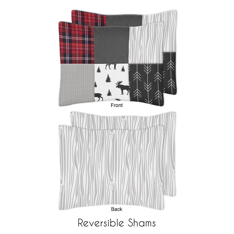 3 Piece White Grey Plaid Flannel Comforter Full Queen Set Cabin Themed Bedding