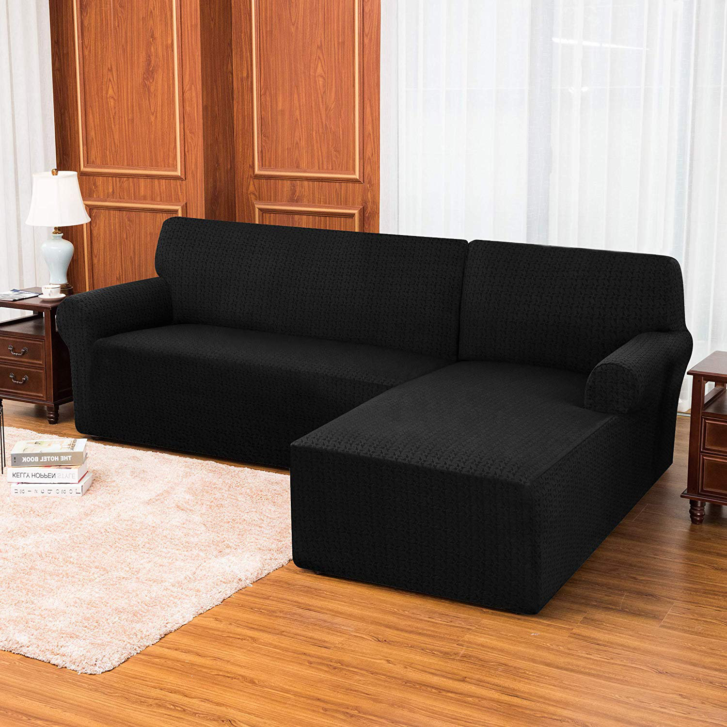 Laude Run 2 Pieces L Shaped Box Cushion Sofa Slipcover Wayfair Ca L Shaped Box Cushion Sofa Slipcover