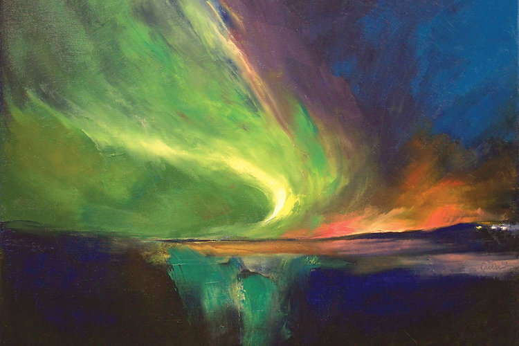 East Urban Home Aurora Borealis Painting Print On Canvas Wayfair