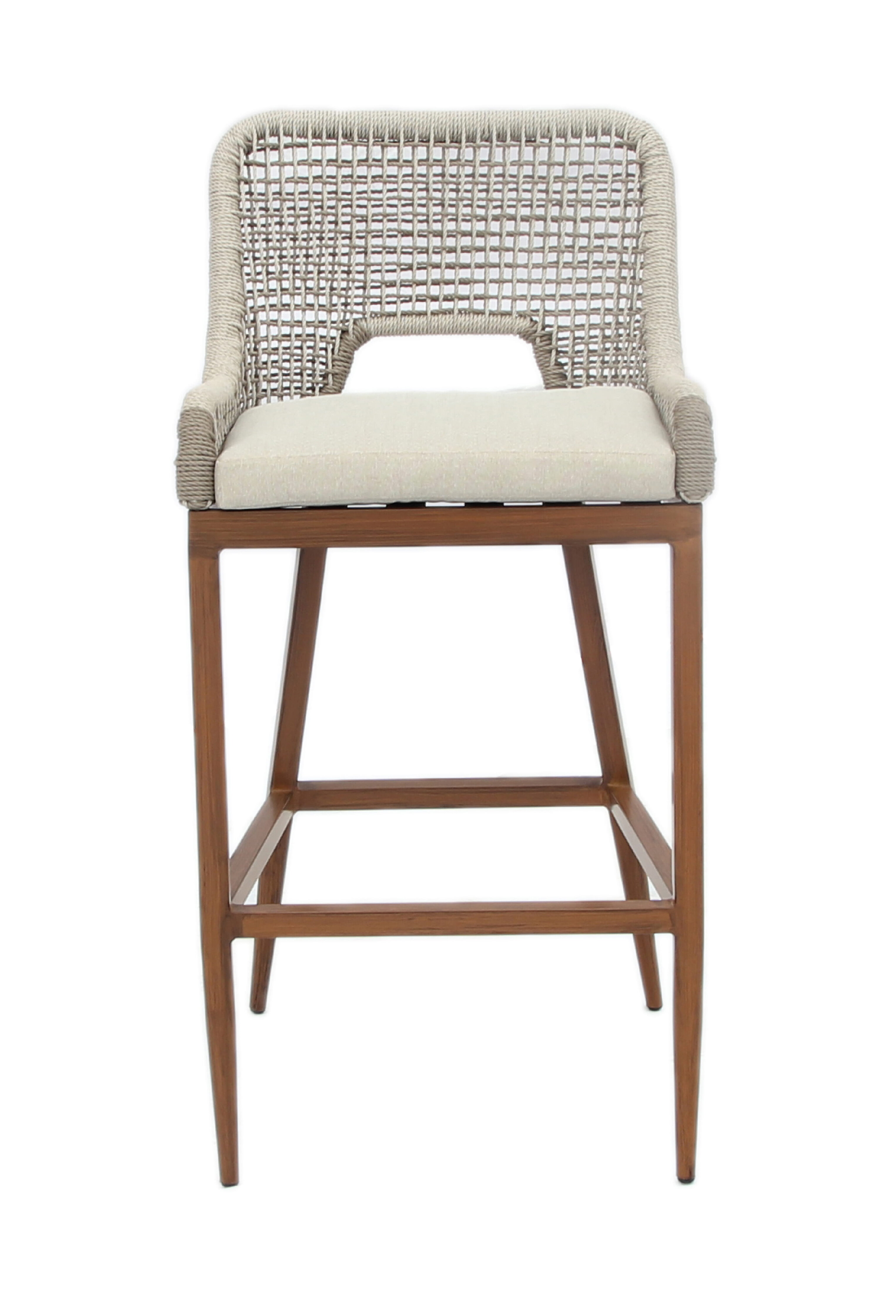 Dovecove Amari Patio Bar Stool With Cushion Reviews Wayfair