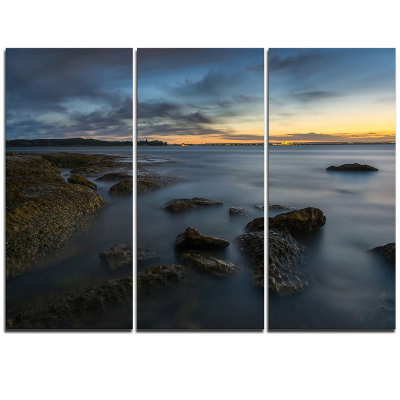 Designart Bluish Sunset At La Perouse Sydney 3 Piece Graphic Art On Wrapped Canvas Set Wayfair